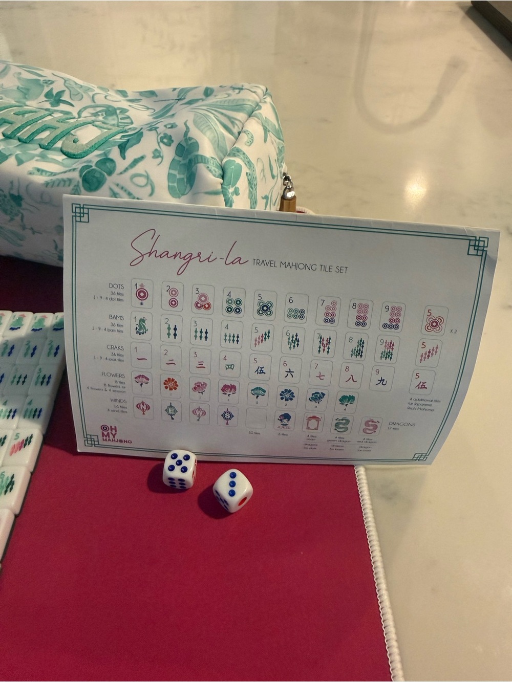 Travel tiles palm beach Mahjong Set with Teal Case - oh my mahjong - Picture 2 of 10